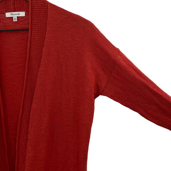 Madewell Bradley Open Front Knit Cardigan in Red Orange Sz XXS Boyfriend Sweater - Picture 10 of 15